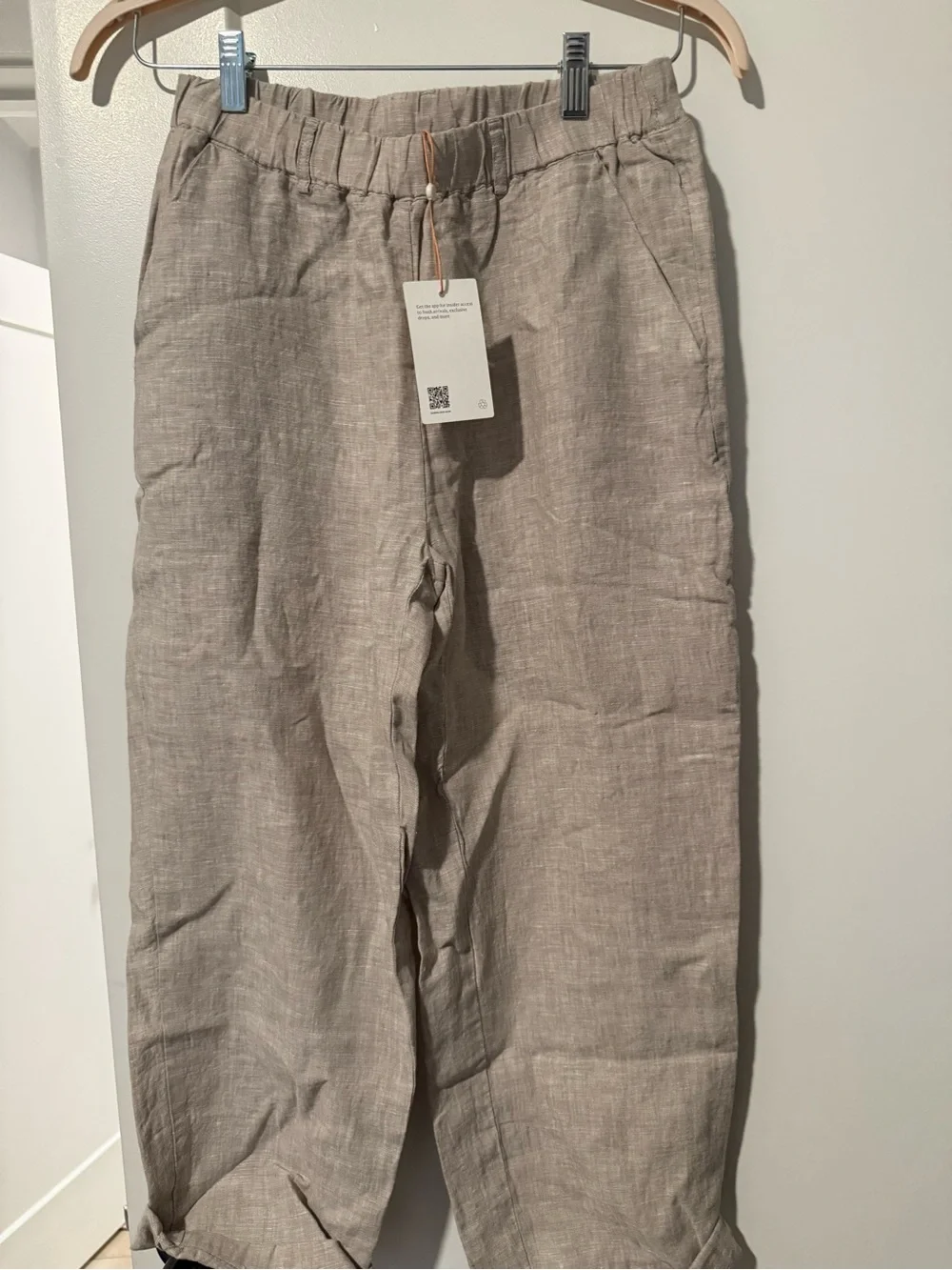 Quince Natural 100% European Linen Elastic-Waist Crop Pants - NWT
